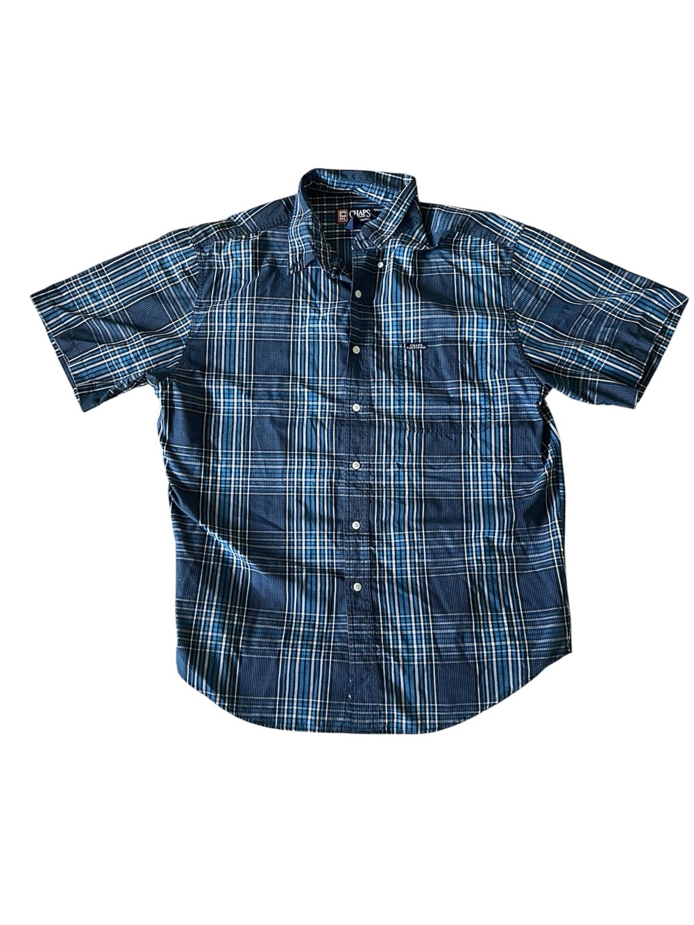 Ralph Lauren Men’s Navy Blue Plaid Short-Sleeve Button-Down Shirt